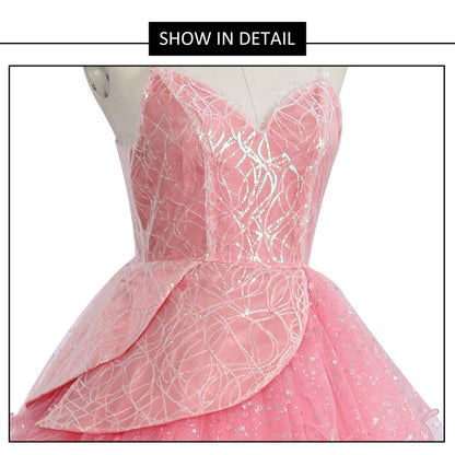 Women Deluxe Glinda Dress Pink Princess Cosplay Costume