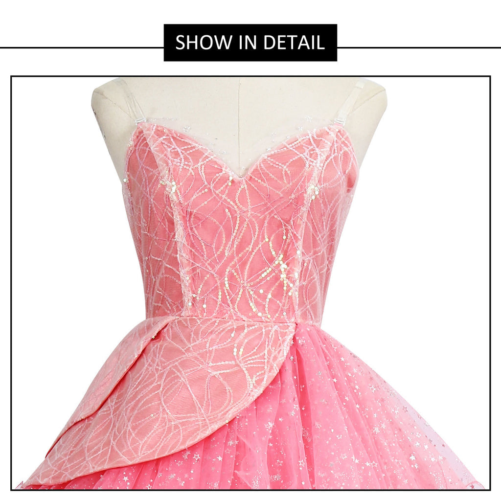 Women Deluxe Glinda Dress Pink Princess Cosplay Costume