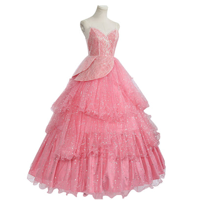 Women Deluxe Glinda Dress Pink Princess Cosplay Costume