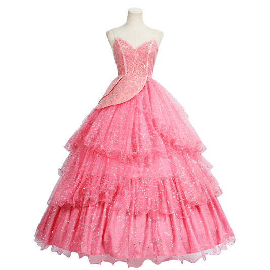 Women Deluxe Glinda Dress Pink Princess Cosplay Costume