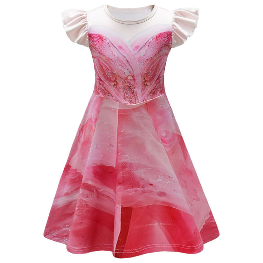 Kids Glinda Dress Pink Flying Sleeves Girls Daily Cosplay Costume