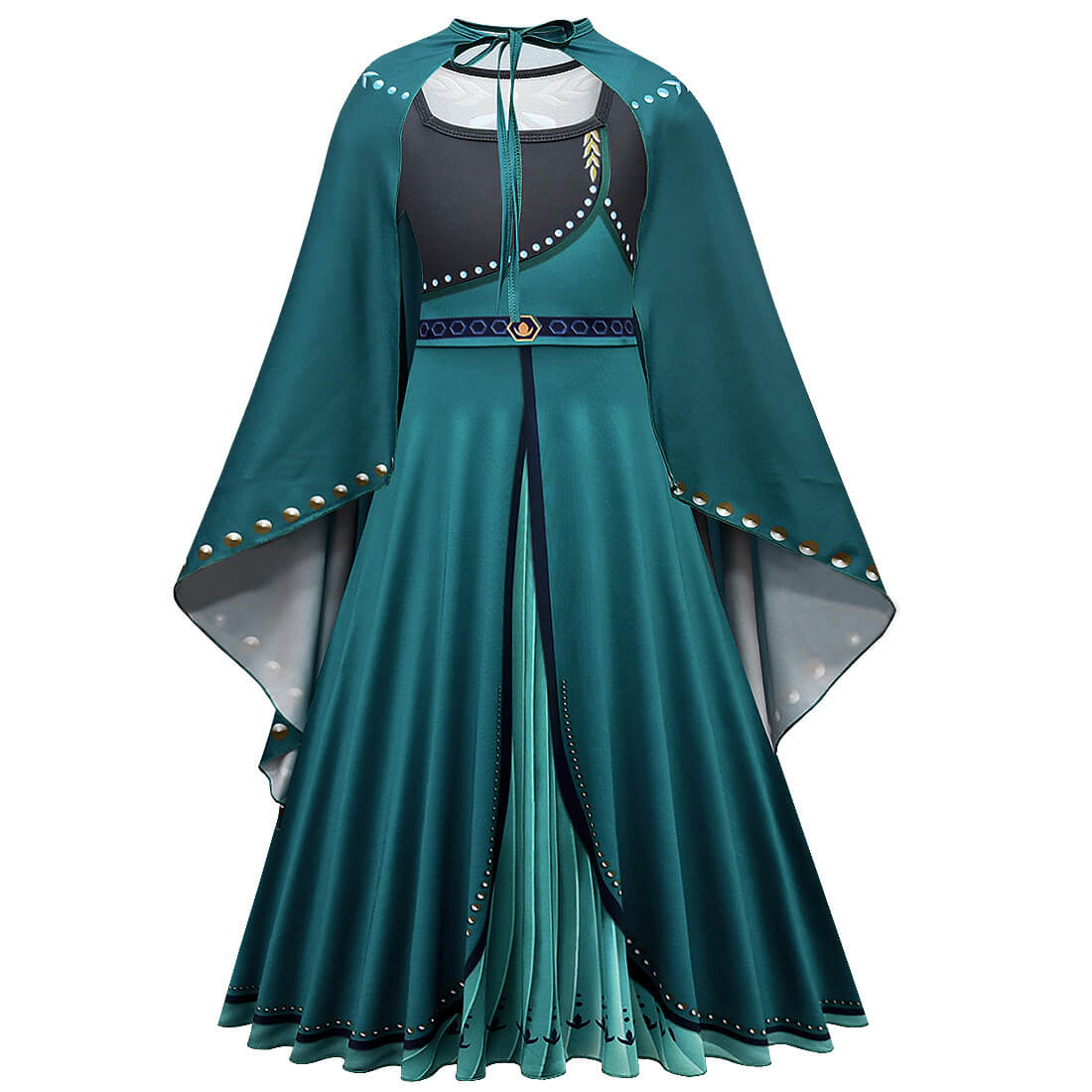 Girls Anna Costume Party Dress Up Cosplay Outfit Princess Costume Dress with Cloak