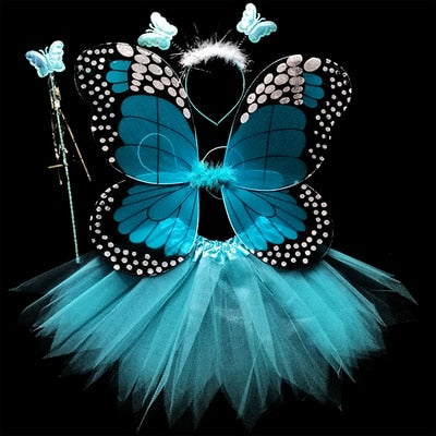 Kids Costume Cosplay Fairy Angel Wings Girl Butterfly Wings Performance Dress