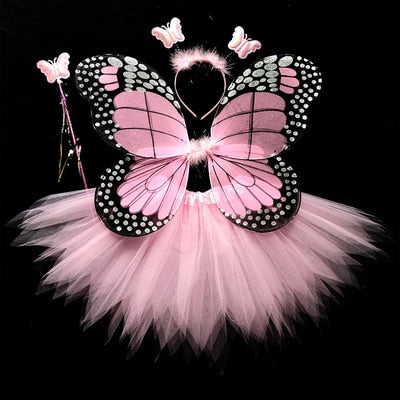 Kids Costume Cosplay Fairy Angel Wings Girl Butterfly Wings Performance Dress