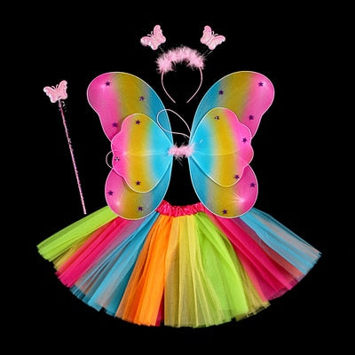 Kids Costume Cosplay Fairy Angel Wings Girl Butterfly Wings Performance Dress