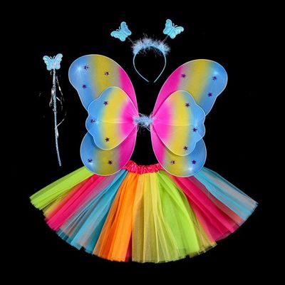 Kids Costume Cosplay Fairy Angel Wings Girl Butterfly Wings Performance Dress