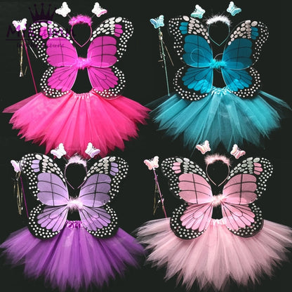 Kids Costume Cosplay Fairy Angel Wings Girl Butterfly Wings Performance Dress